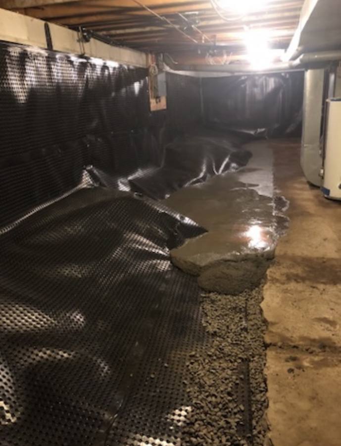 DryShield interior drainage membrane installed in Bracebridge basement