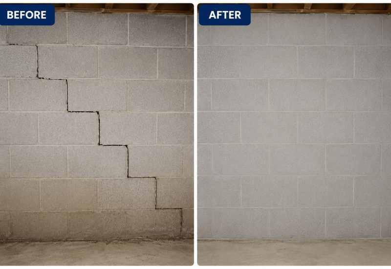 Foundation Crack Repair Before After Bracebridge