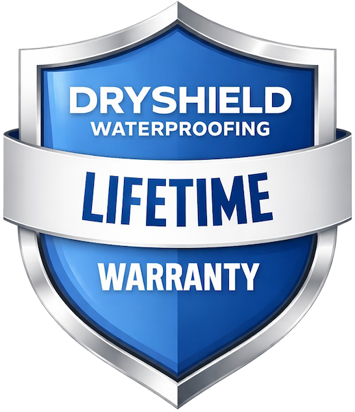 Dryshield Basement Waterproofing lifetime warranty on basement waterproofing services
