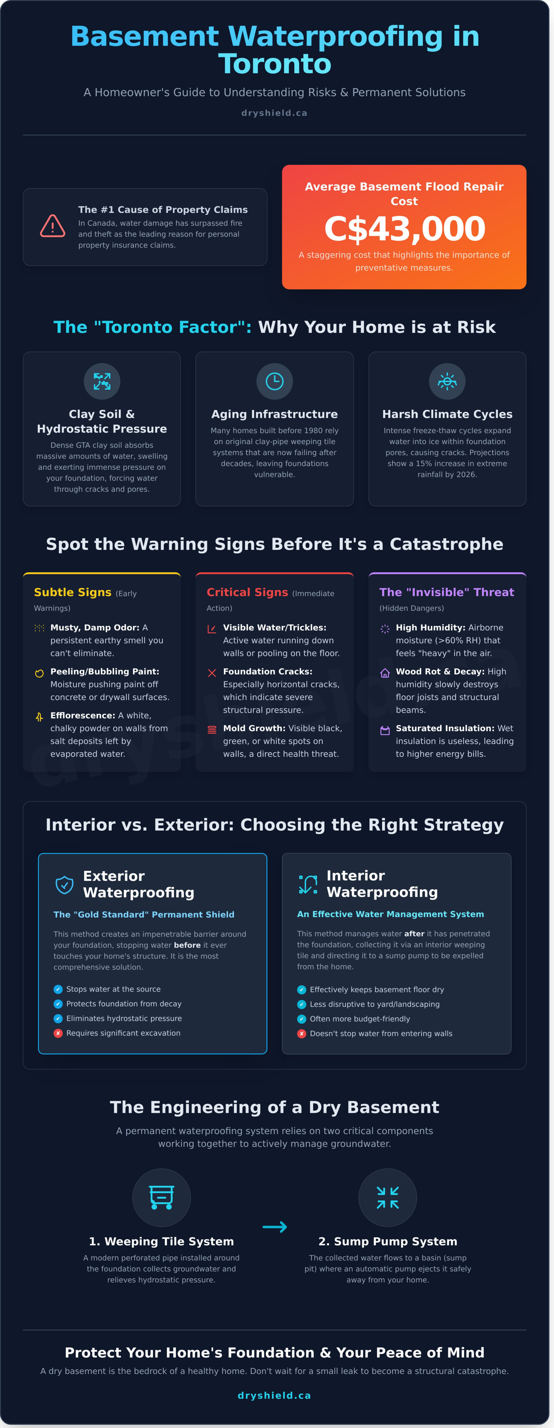 Basement Waterproofing in Toronto: The Ultimate 2026 Homeowner’s Guide - Infographic