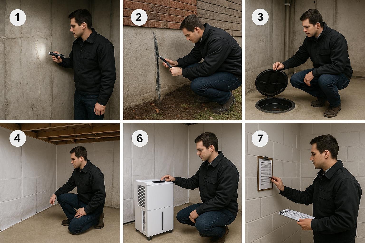 Seven-step process for basement dehumidification assessment and installation