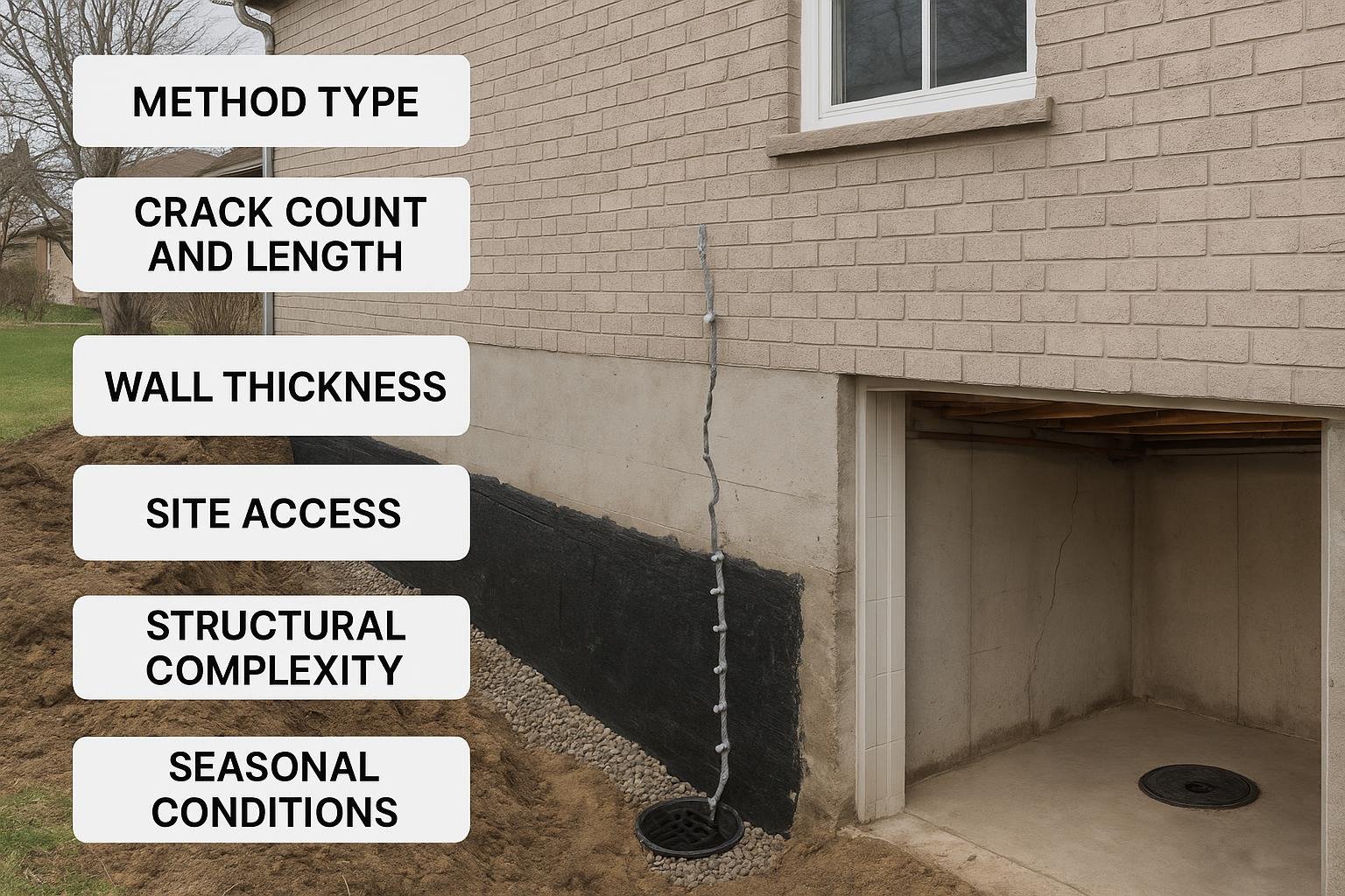 Ranked cost driver diagram for foundation crack repair in Ontario